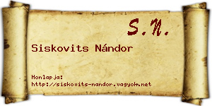 Siskovits Nándor névjegykártya