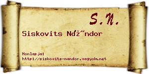 Siskovits Nándor névjegykártya